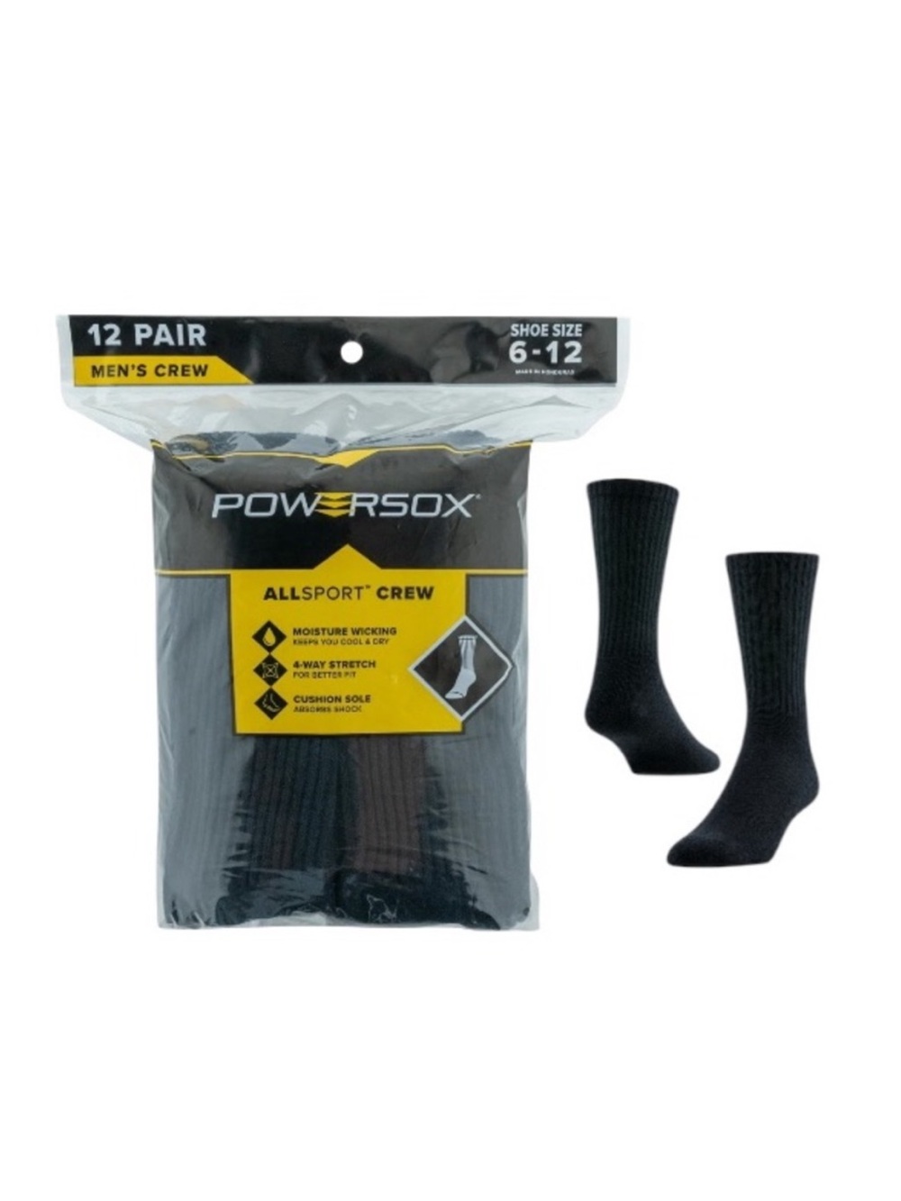 Powersox Allsport Crew Socks - 12 Pair